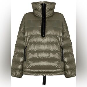 Olive Green Puffer Half Zip Jacket